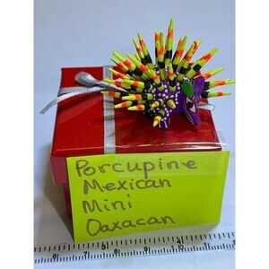 Porcupine Mexican Mini Oaxacan Alebrije Wood Hand Panited Little Pueblo